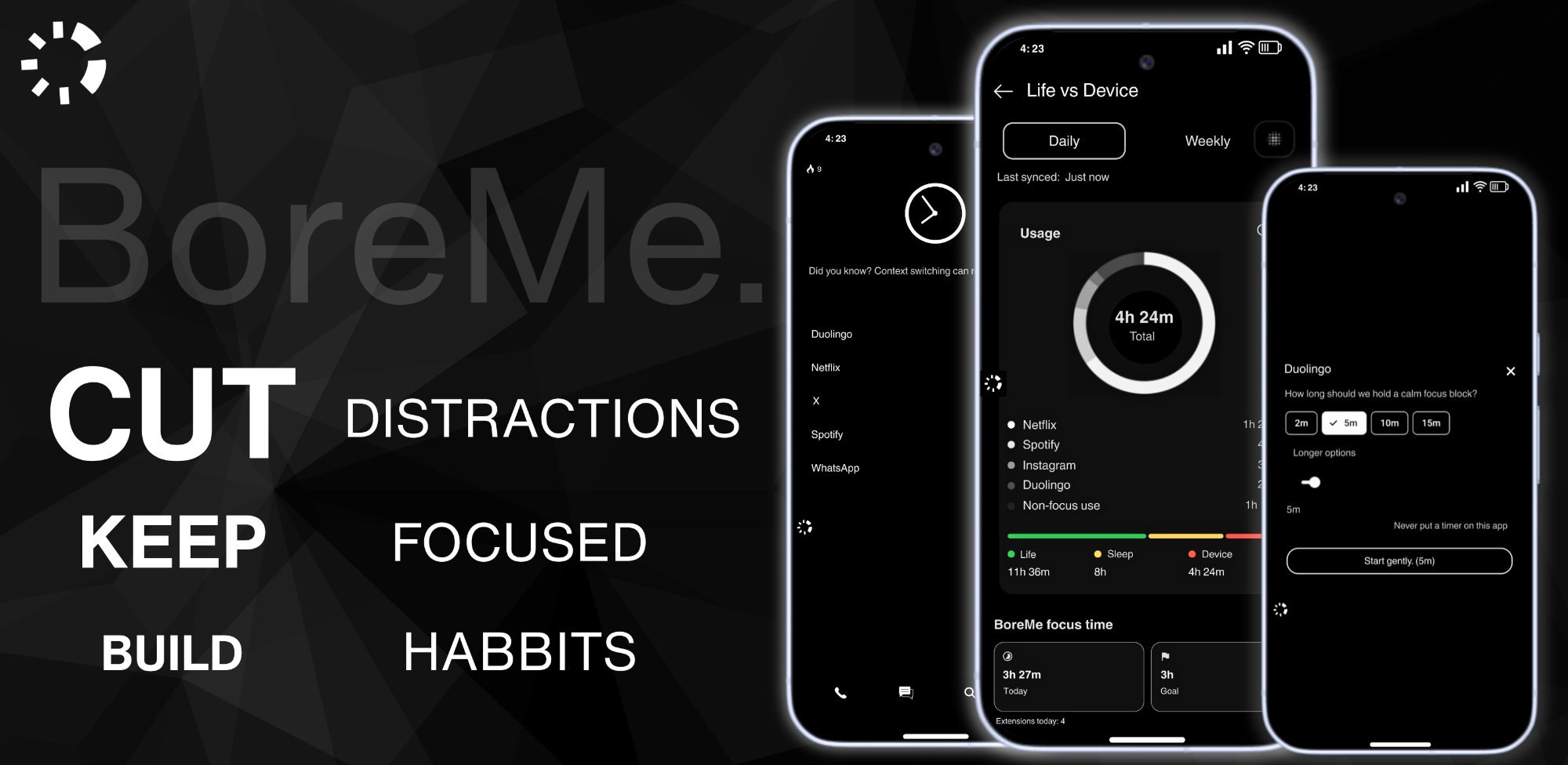 BoreMe - Cut Distractions, Keep Focused, Build Habits